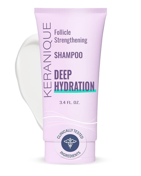 Keranique Hydrating Shampoo for Dry Hair - Deep Hydration Sulfate-Free Shampoo for Damaged Hair with Keratin