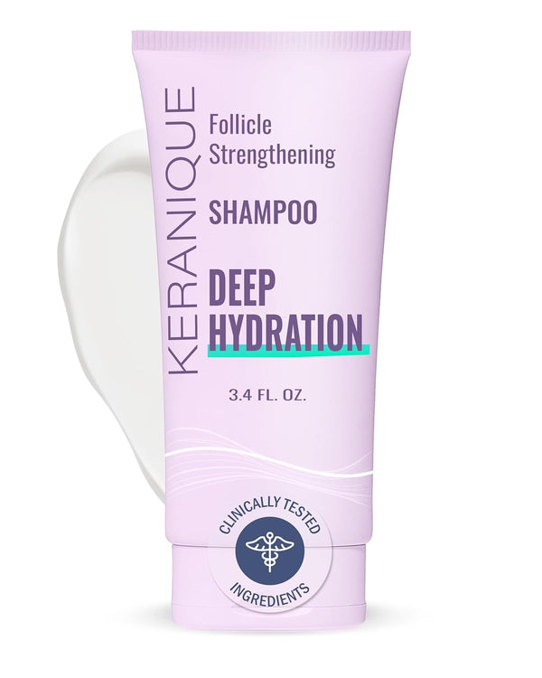 Keranique Hydrating Shampoo for Dry Hair - Deep Hydration Sulfate-Free Shampoo for Damaged Hair with Keratin