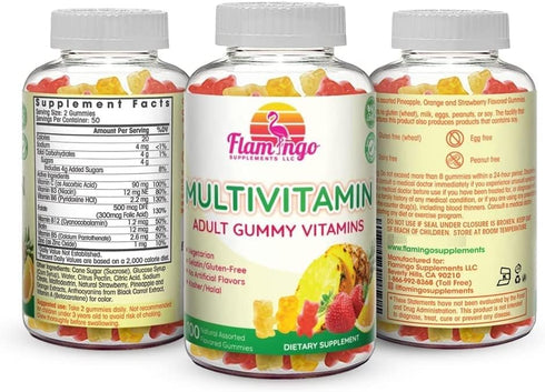 Multivitamin Gummies for Men, Women & Kids | Vegan, Kosher Halal, Gluten-Free | 100 Gummies with 3 Natural Flavors