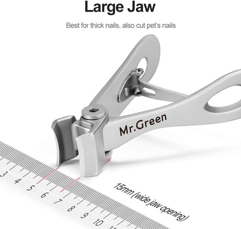 MR.GREEN Nail Clippers, Ultra Wide Jaw Opening Toenail Clipper for Thick Nails, Heavy Duty Stainless Steel Fingernail