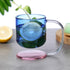 YIIABSLEP 2PC color suspended high borosilicate glass mug, breakfast milk coffee cup, office side handle glass cup