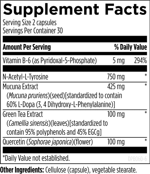 Designs for Health DopaBoost - Cognitive + Mood Support - Acetyl-L-Tyrosine, Mucuna Extract, Vitamin B6 - Vegan (60