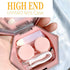Contact Lens Case with Mirror - Hexagon Sparkles Portable Storage Container for Women (Pink)