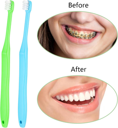 WLLHYF 2 Pieces Tuft Toothbrush Small Head End Tapered Interdental Interspace Nursing Soft Tiny Toothbrush Orthodontic