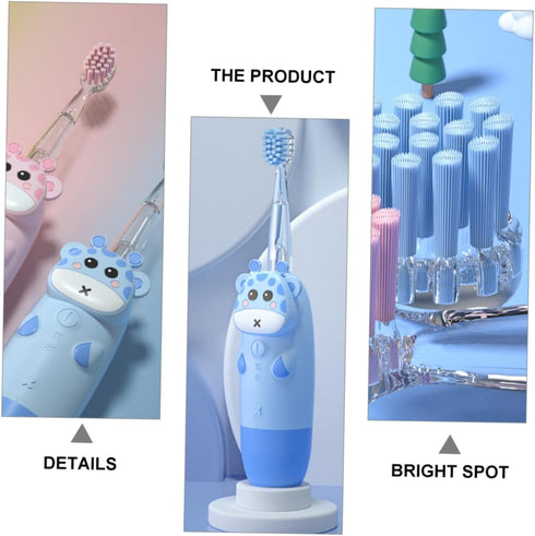 VICASKY Toothbrush with Frequency USB Charging Non Slip Ergonomic Handle Cartoon for Teeth Nursing Includes Replacement