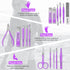 Manicure Set Professional Nail Clippers Pedicure Kit, 16 pcs Stainless Steel Nail Care Tools Grooming Kit with Luxurious Travel Leather Case for Thick Nails Men Women Gift (Violet)