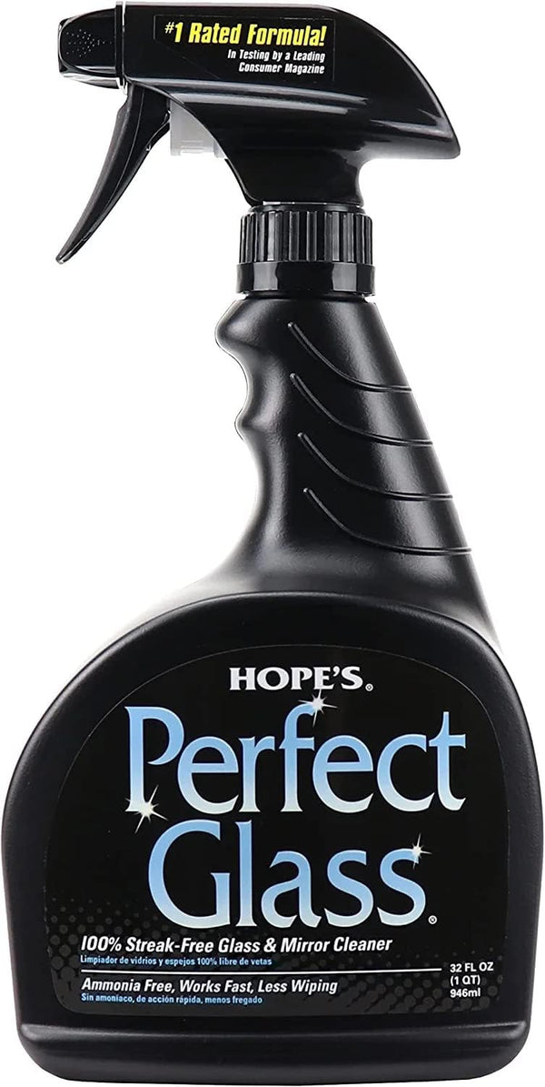 HOPE'S Perfect Glass Cleaner Spray, Streak-Free, Ammonia-Free, 32 Fl Oz, Pack of 1