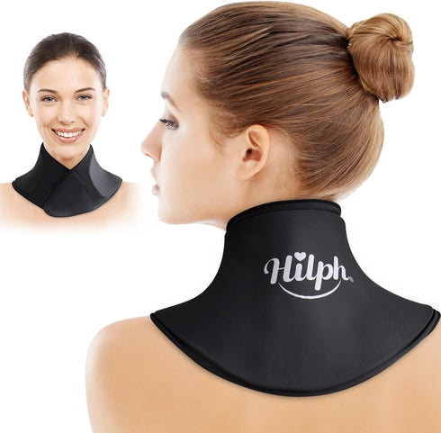 Hilph Cervical Ice Pack for Neck Pain Relief, Reusable Flexible Gel Wrap with Hot Cold Therapy Compress for Sore Neck