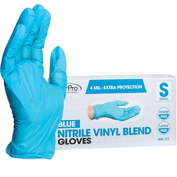 ForPro Professional Collection Disposable Nitrile Vinyl Blend Gloves, 4 Mil Extra Protection, 100-Count