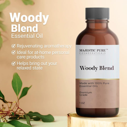 Majestic Pure Wood Essential Oil Blend, 100% Pure Oil for Peace and Harmony, 1oz for Diffusers