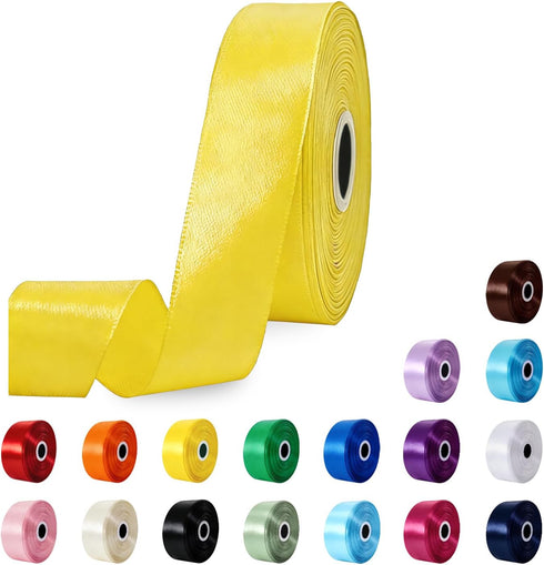 ZHIAXTON Yellow Ribbon 1 Inch, 60 Yards Single Face Yellow Satin Ribbon for