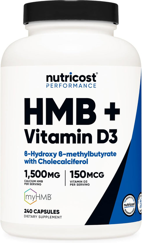 Nutricost HMB (1500mg) and Vitamin D3 (6000 IU) Supplement, 240 Capsules, Gluten Free and Non-GMO