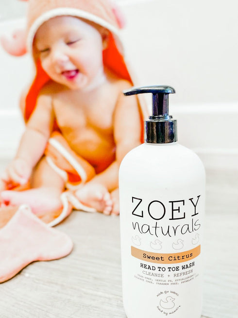 Zoey Naturals Sweet Citrus Baby Wash & Shampoo, Tear-Free, Paraben-Free, All Natural, Made in USA