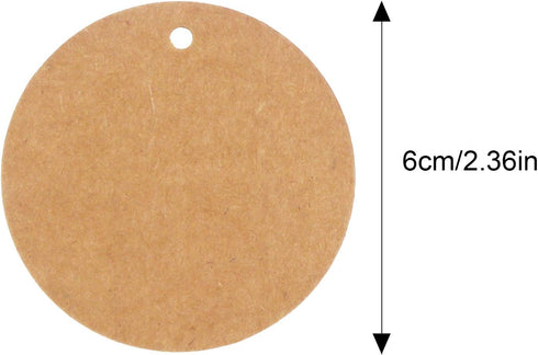 Segarty 200 PCS Circle Tags, Brown Craft Gift Tags with 100 Feet Jute Twine, Round Thick Kraft Paper Blank Hang Tags