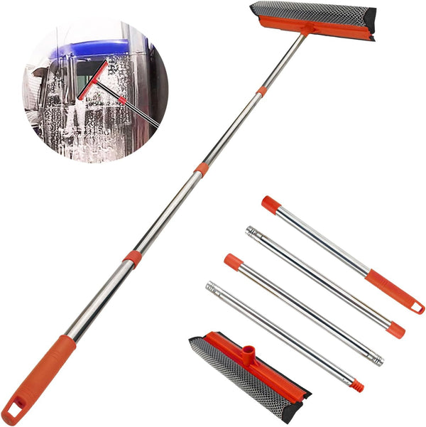 Window Squeegee for Window Cleaning - 2 in 1 Car Window Tool with Extension Pole, Shower Squeegee