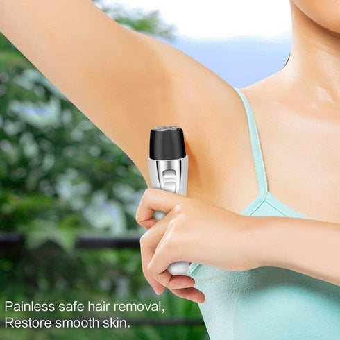 Rechargeable Facial Hair Removal for Women - Painless Nose Ear Eyebrows Trimmer Remover (White 2 in 1)