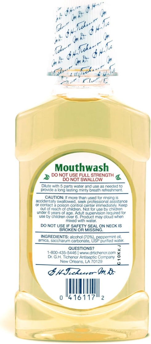 Dr. Tichenor's Peppermint Mouthwash Concentrate, Oral Rinse for Bad Breath & Oral Health, 8 Ounce