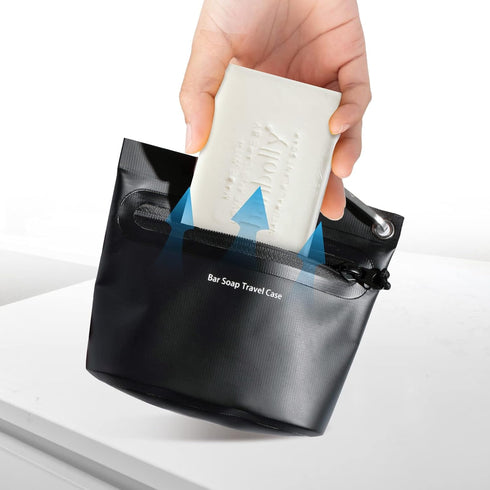 Portable Travel Soap Container, Waterproof Leak Proof Soap Bag for Travelling with Bar Soap - Black