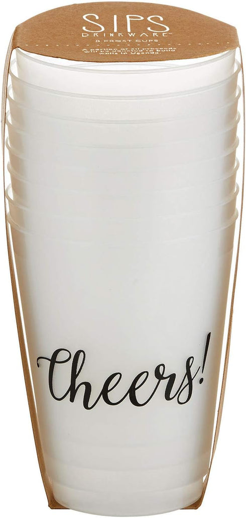 Santa Barbara Design Studio 16-Ounce Wedding Party Cups, 8-Count Reusable BPA-Free Plastic Frost, Cheers
