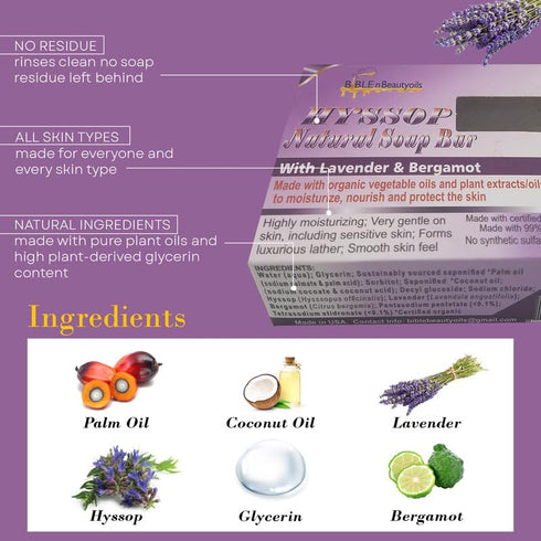 Cleanse Me with Hyssop Natural Soap Bar, 1 Soap Bar (Lavender & Bergamot)
