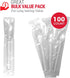 3X Heavy Duty Clear Plastic Spoons, Individually Wrapped, 100 Pack Disposable Spoons for Event Catering and Take Out