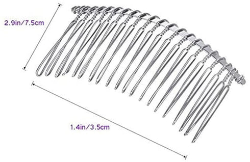 LOVEF 10 Pcs 20 Teeth Silver Fancy DIY Metal Wire Hair Comb Clips for Bridal, Crafts, 3in