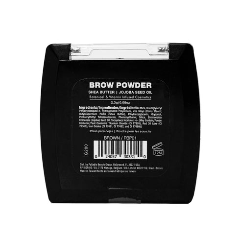Palladio Dark Brown Brow Powder for Eyebrows, Soft & Natural, Jojoba Oil & Shea Butter, Compact with Brush