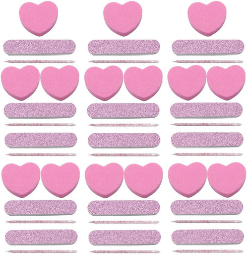 Ipetboom Nail Buffer Heart Shape, 20 Sets Nail File Strips & Mini Buffer Kit for DIY Nail Care
