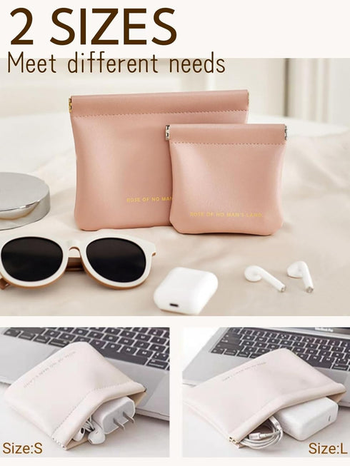 Cosmetic Bags for Women Small Makeup Bag for Purse Pu Leather Makeup Pouch Travel Makeup Bag with Zipper Make Up Bag for Travelling (Pink)