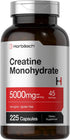 Horbaeach Creatine Monohydrate | 5g | 225 Capsules, Non-GMO, Gluten Free Supplement