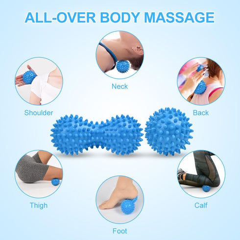 URAQT Set, 2 Pack Spiky Massage Ball Physical Therapy Massage Balls, Hard Lacrosse Ball & Spiky Massage Ball