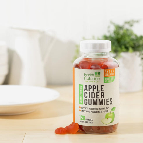 Vegan Apple Cider Vinegar Gummies, 120 Gummies, Max Strength 1000mg, Supports Digestion, Gluten Free