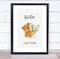 The Card Zoo New Baby Birth Details Christening Nursery Bear Initial V Keepsake Gift Print