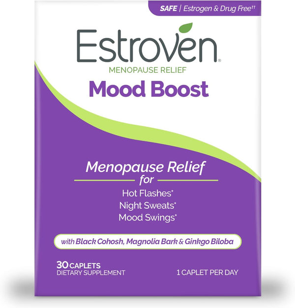 Estroven Mood Boost for Menopause Relief - 30 Ct. - Clinically Proven Ingredients for Mood Swings