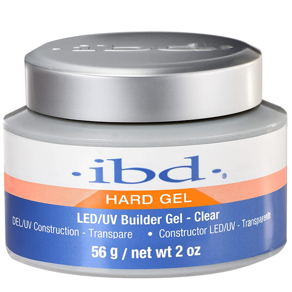 ibd Hard Gel, LED/UV Builder Gel, Clear, 2 oz, Professional Quality for Nail Extensions