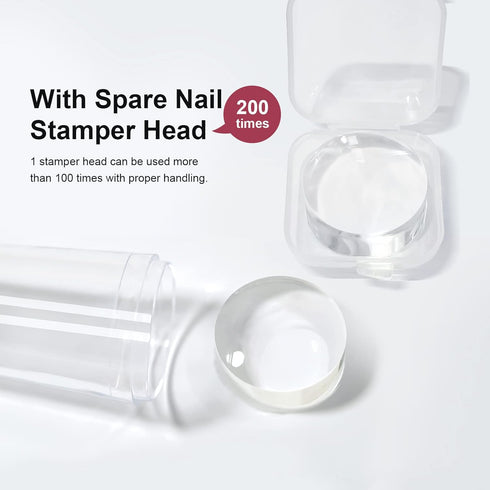 Nail Art Stamper - Clear Silicone Nails Stamping Jelly with Scraper, Transparent DIY Manicure Nail Art Tool