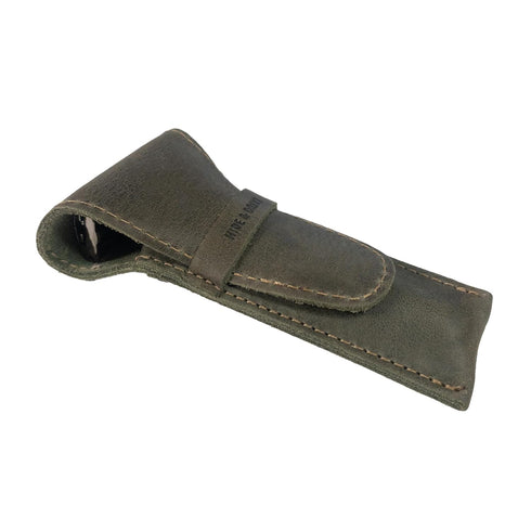 Hide & Drink Leather Safety Razor Case, Handmade Shaving Accessories, Dark Jade