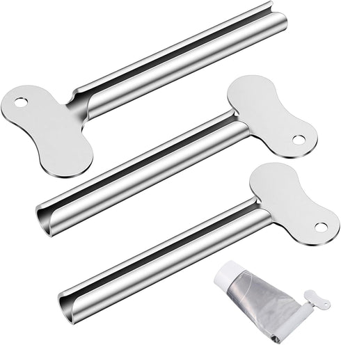 Styquenzer 3 PCS Toothpaste Squeezer, Silver Stainless Steels Metal Tube Squeezer Keys Salon