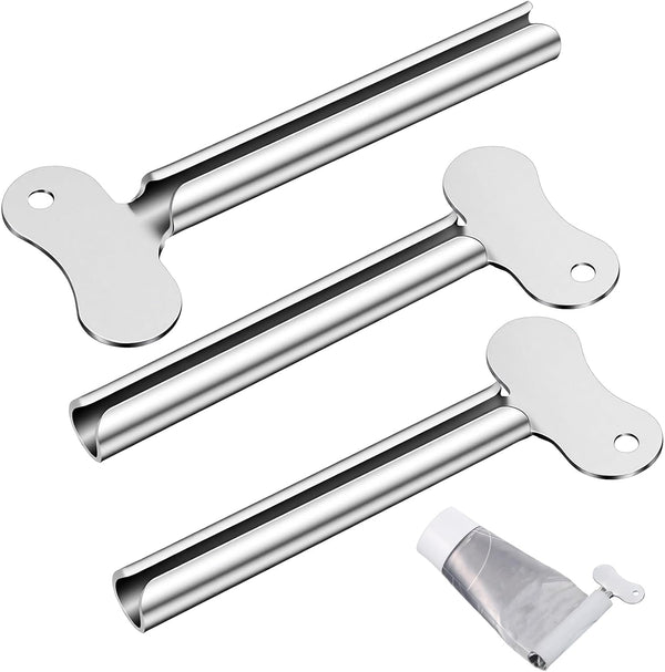 Styquenzer 3 PCS Toothpaste Squeezer, Silver Stainless Steels Metal Tube Squeezer Keys Salon