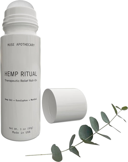 Muse Apothecary Hemp Ritual - Therapeutic Relief Roll-On, USDA Certified Organic Hemp Seed Oil, Post-Workout Recovery,