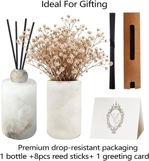 hktake Set 50, Marble Essential Oil Diffuser Bottle Empty Aromatherapy Reed Diffuser Fragrance Home Decor Bathroom