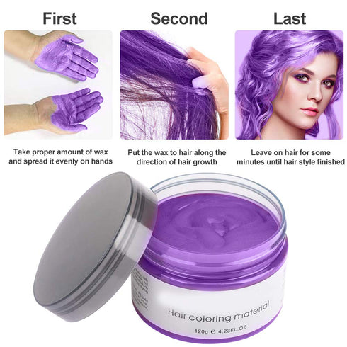 Temporary Hair Color Wax Dye - Natural Hair Wax Color for Kids (Purple, 120g) - Halloween Cosplay Party