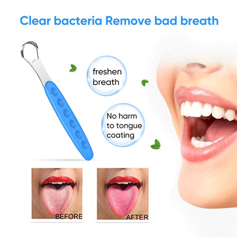 New Version Tongue Scraper Cleaner for Adults & Kids, Medical Grade Metal Brushes for Fresh Breath (4 pcs)