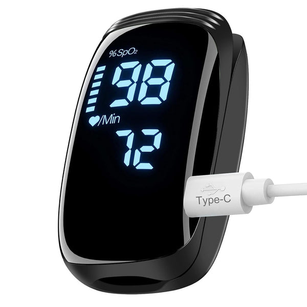 Rechargeable Pulse Oximeter Fingertip, Accurate Blood Oxygen Saturation Monitor, Fast SpO2 Reading (Black)