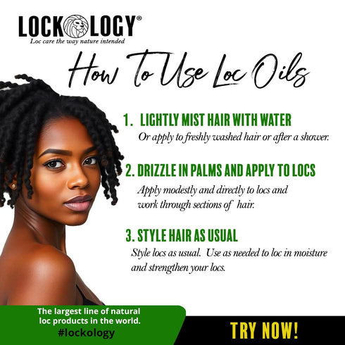 Peppermint Tea Tree Loc Oil for Dreads & Locs, Natural Dreadlock Hair Products, Black Owned