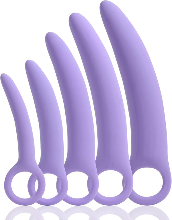 Qaveuny 5 Pack Silicone Pelvic Floor Muscle Dilator Trainer Set,Pelvic Wand Massager for