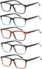 JOSCHOO 5 Pack Reading Glasses for Men Women, Comfortable Spring Hinges for Reading (5 Mix, 2.25)