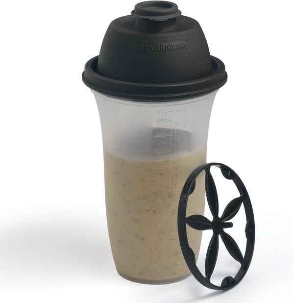 SIGNORA WARE Shaker Bottles | 17-Ounce Plastic Protein Shake Bottle for Meal Replacement Shakes, Smoothies, & More