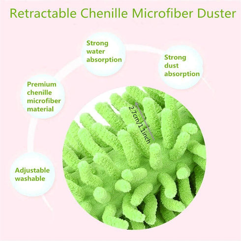 Microfiber Mini Duster Cleaning Brush: Extendable Handle for Indoor Home Ceiling Cleaning (Purple)