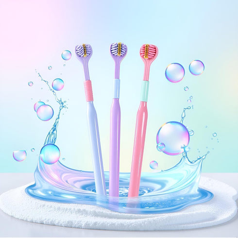 ZLmoue 4 3-Sided Pcs Toothbrush, Soft Bristle Toothbrush for Comprehensive Care of Teeth and Gums, Oral Care for Adults